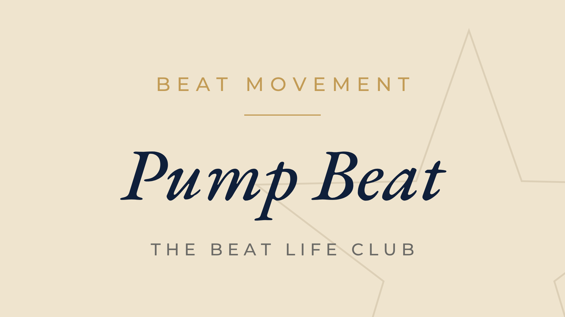 Logo Pump Beat: Beat Movement, Pump Beat, The Beat Life Club, sobre fundo creme com estrela